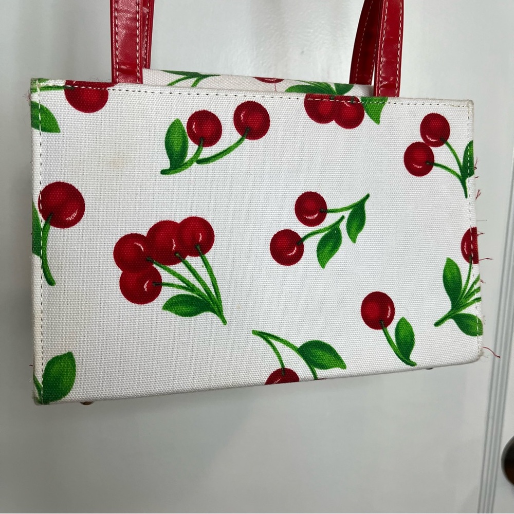 Vintage Y2K Kate Spade Canvas Cherry Print Shoulder Bag - Picture 11 of 16